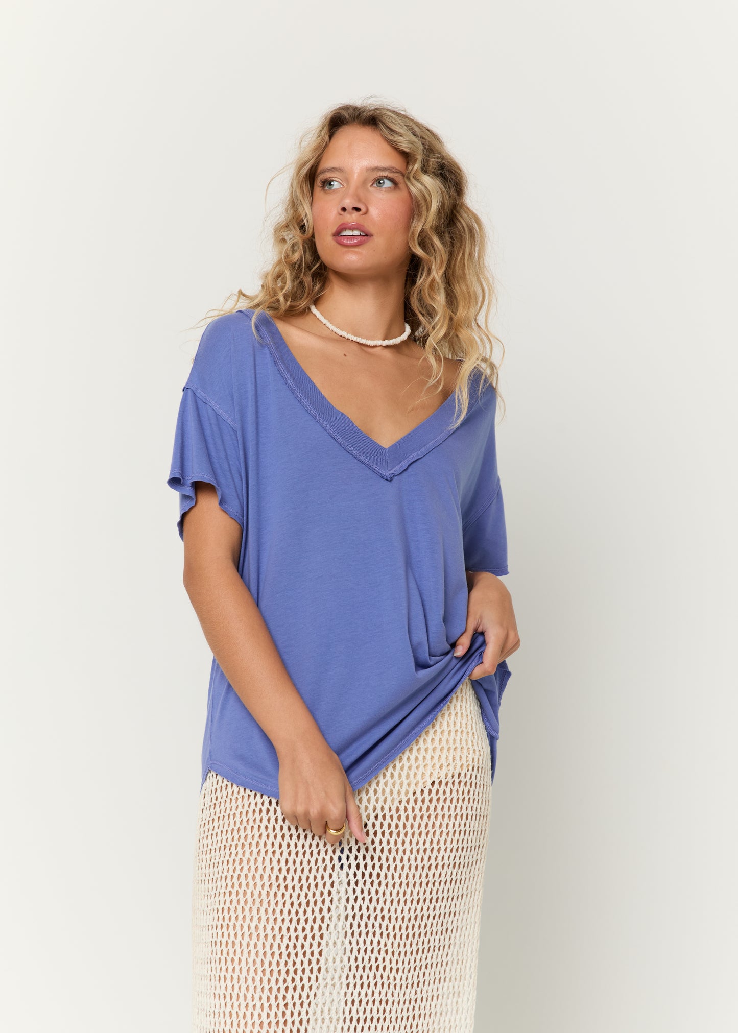 Baltimore V-Neck Tee- Blue Iris