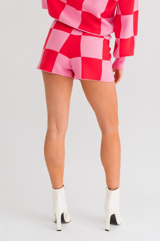 Checkered sweater short