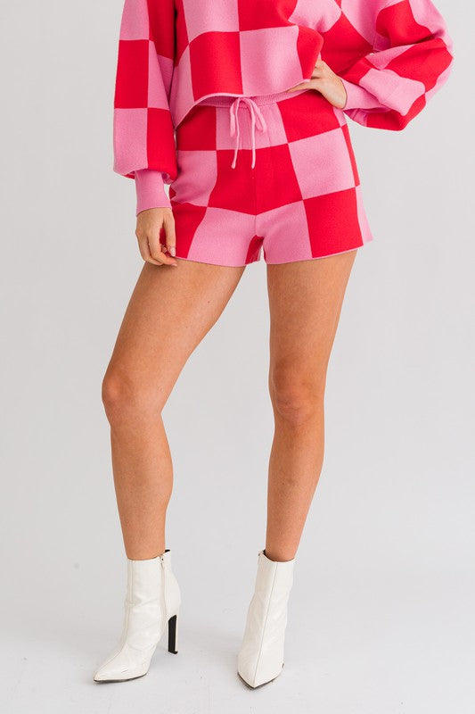 Checkered sweater short