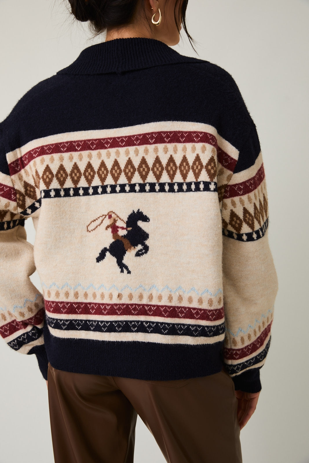 Horse Motif Sweater Cardigan