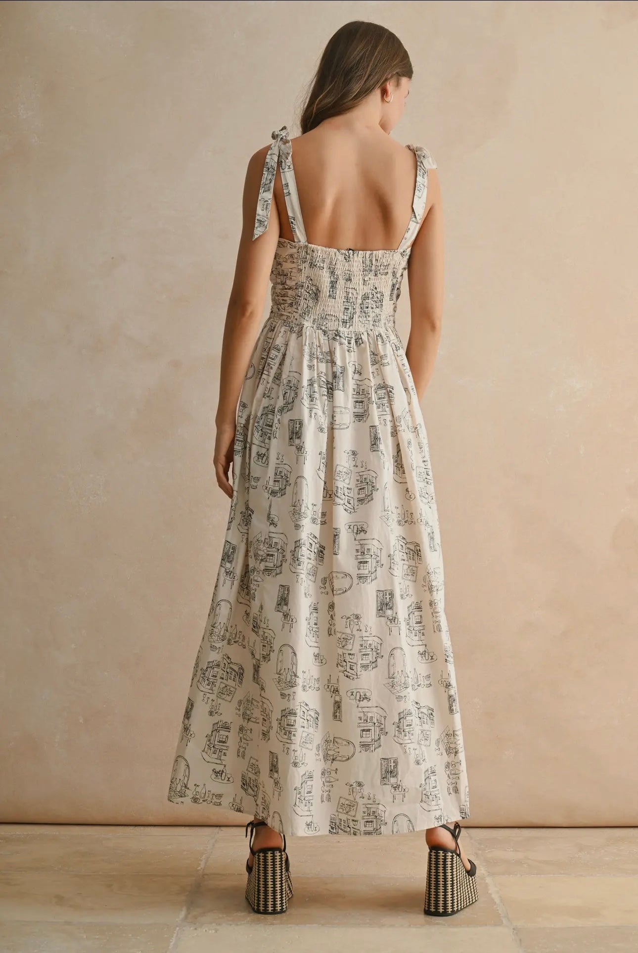 European Town Print Maxi Dress