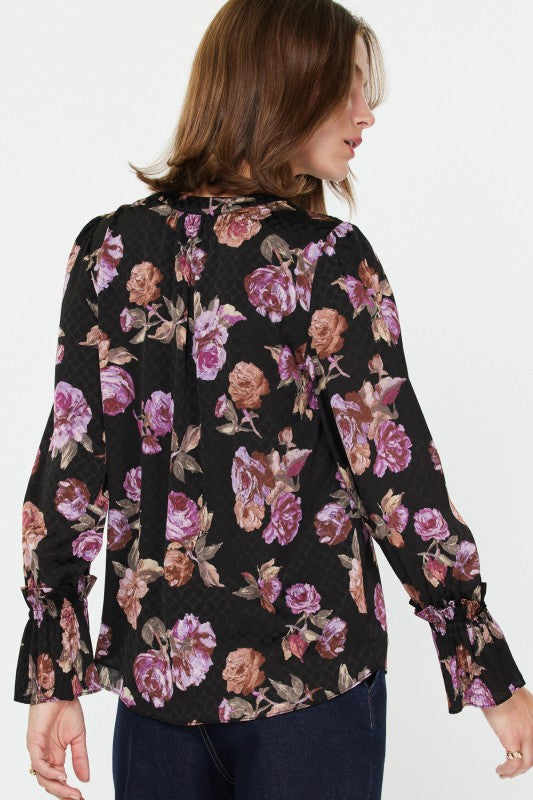 Black multi floral blouse