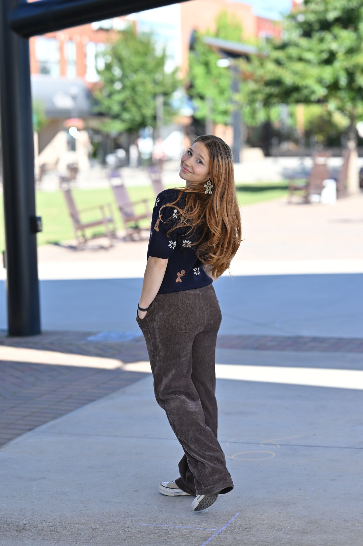 Ginger Bread Puff Sleeve Sweater Top