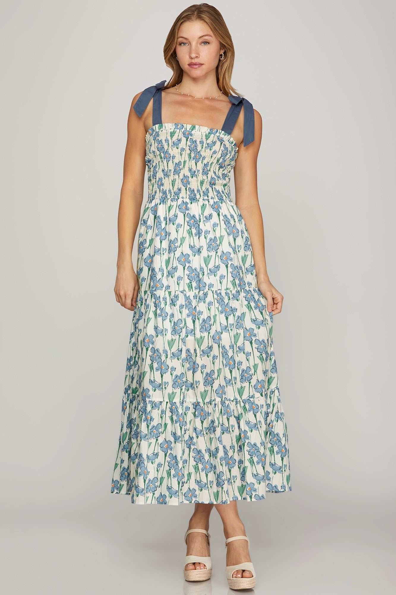 Magnolia Smocked Tie Shoulder Dress