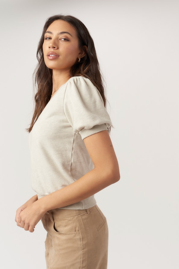 In My Feels Puff Sleeve V-Neck Pullover