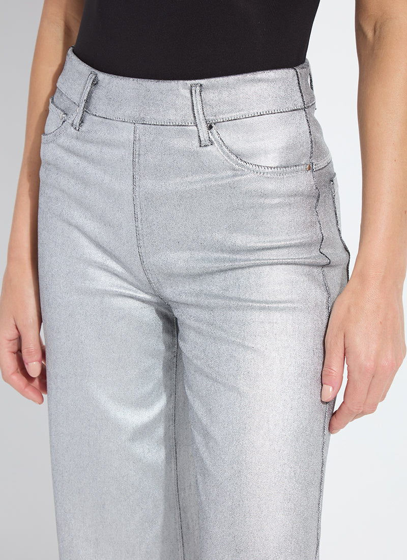 Metallic Coated Wide Leg Denim