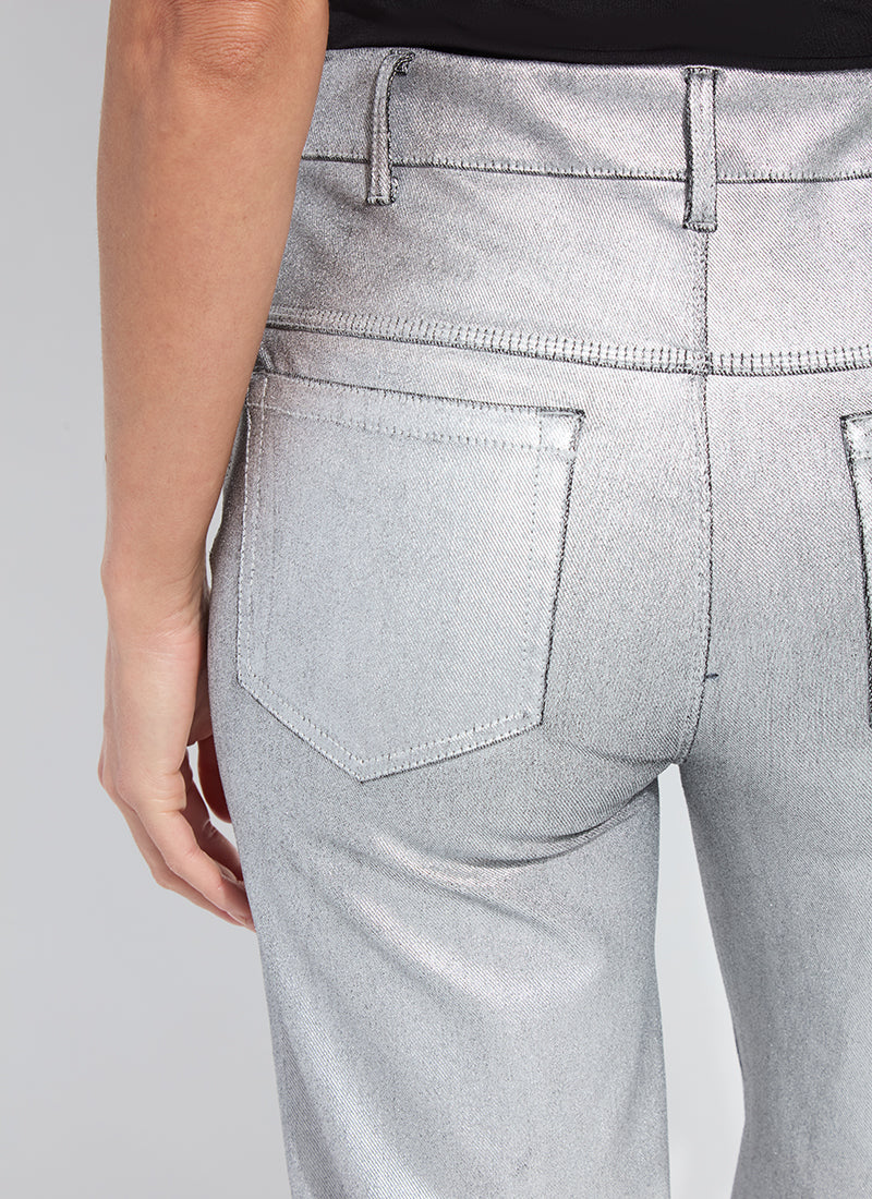 Metallic Coated Wide Leg Denim