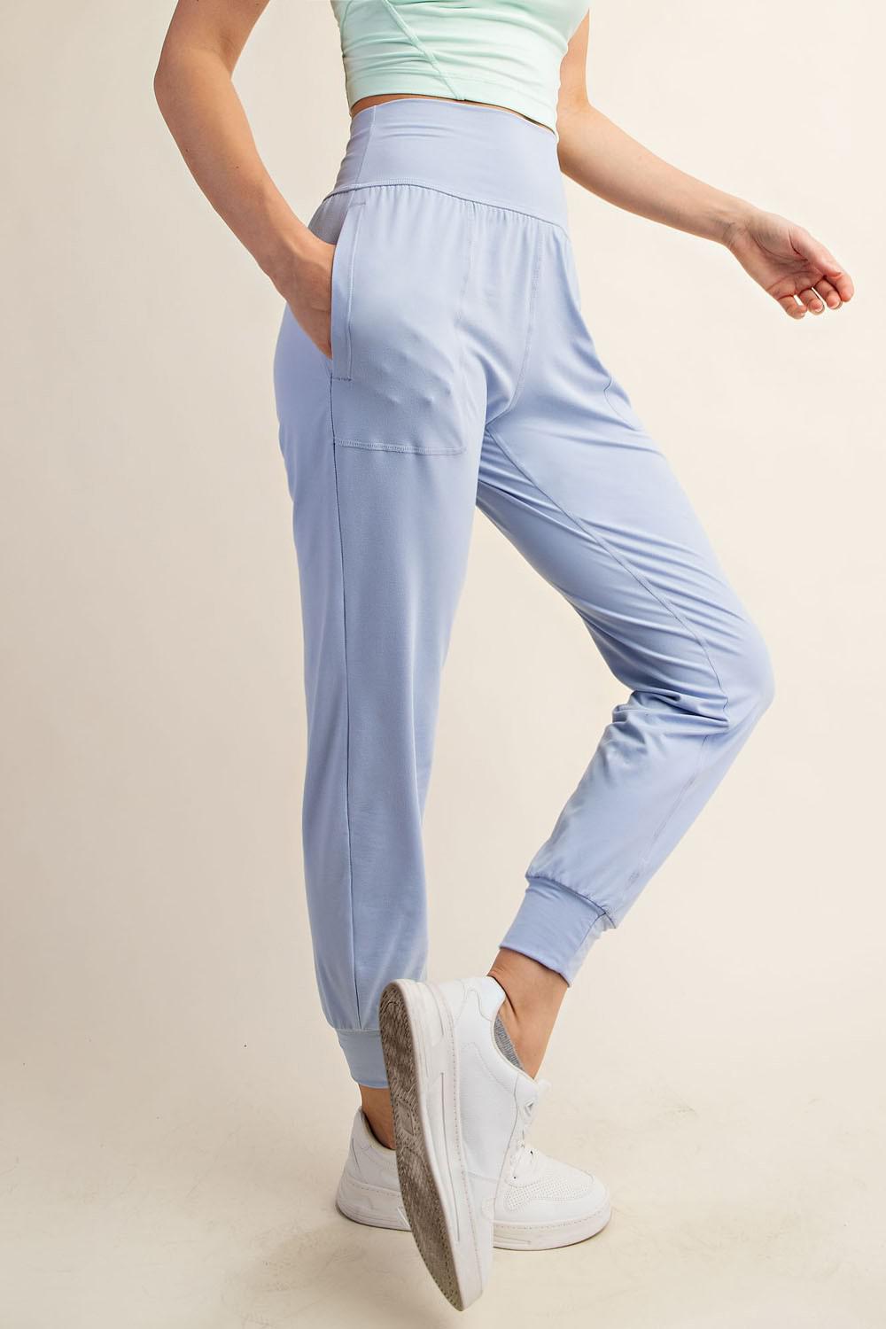 Carolina Blue Hi Waisted Joggers With Pockets