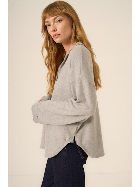 Chiara Heathered Cozy Collared Pullover