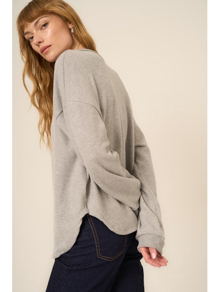 Chiara Heathered Cozy Collared Pullover