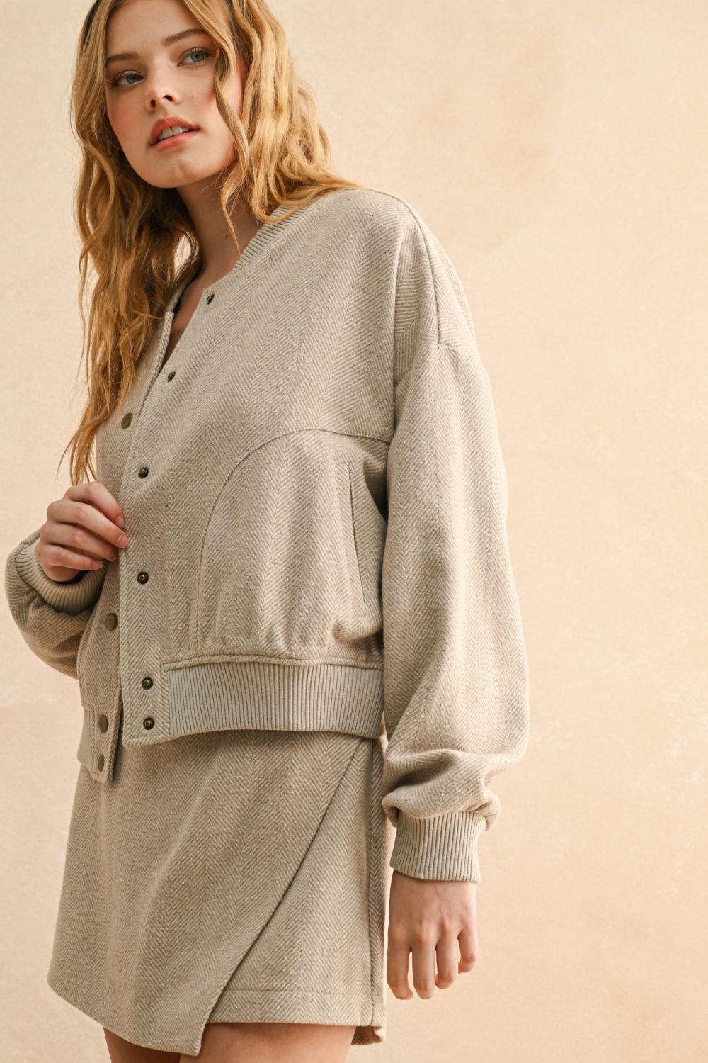 Herringbone Bomber Jacket