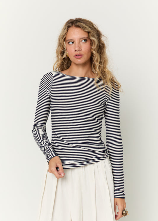 Zinnia Striped Boatneck Longsleeve