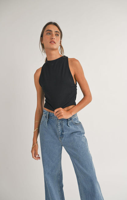 Sage The Label-Knotted Neck Top