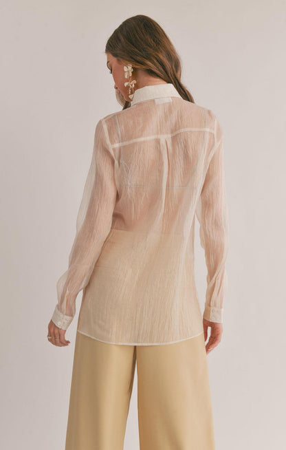 Sage The Label- Blurred Sheer Button Down