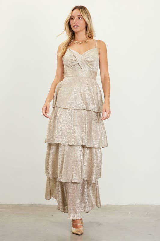 Lurex Tiered Maxi Dress