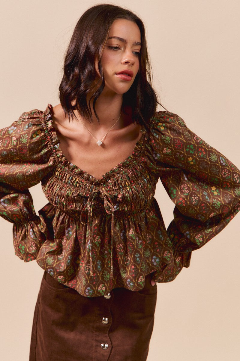 SO ME Smocked Fall Top