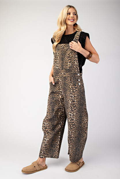 Harper Leopard Barrel Overalls