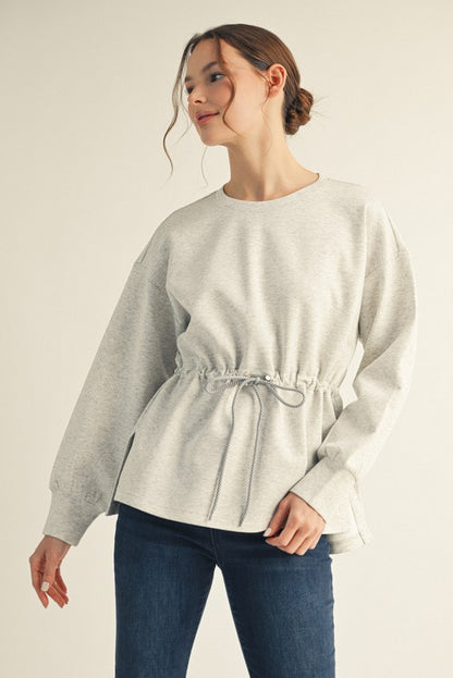 Drawstring Waist Smooth Textured Top
