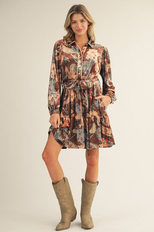 Paisley Velvet Dress