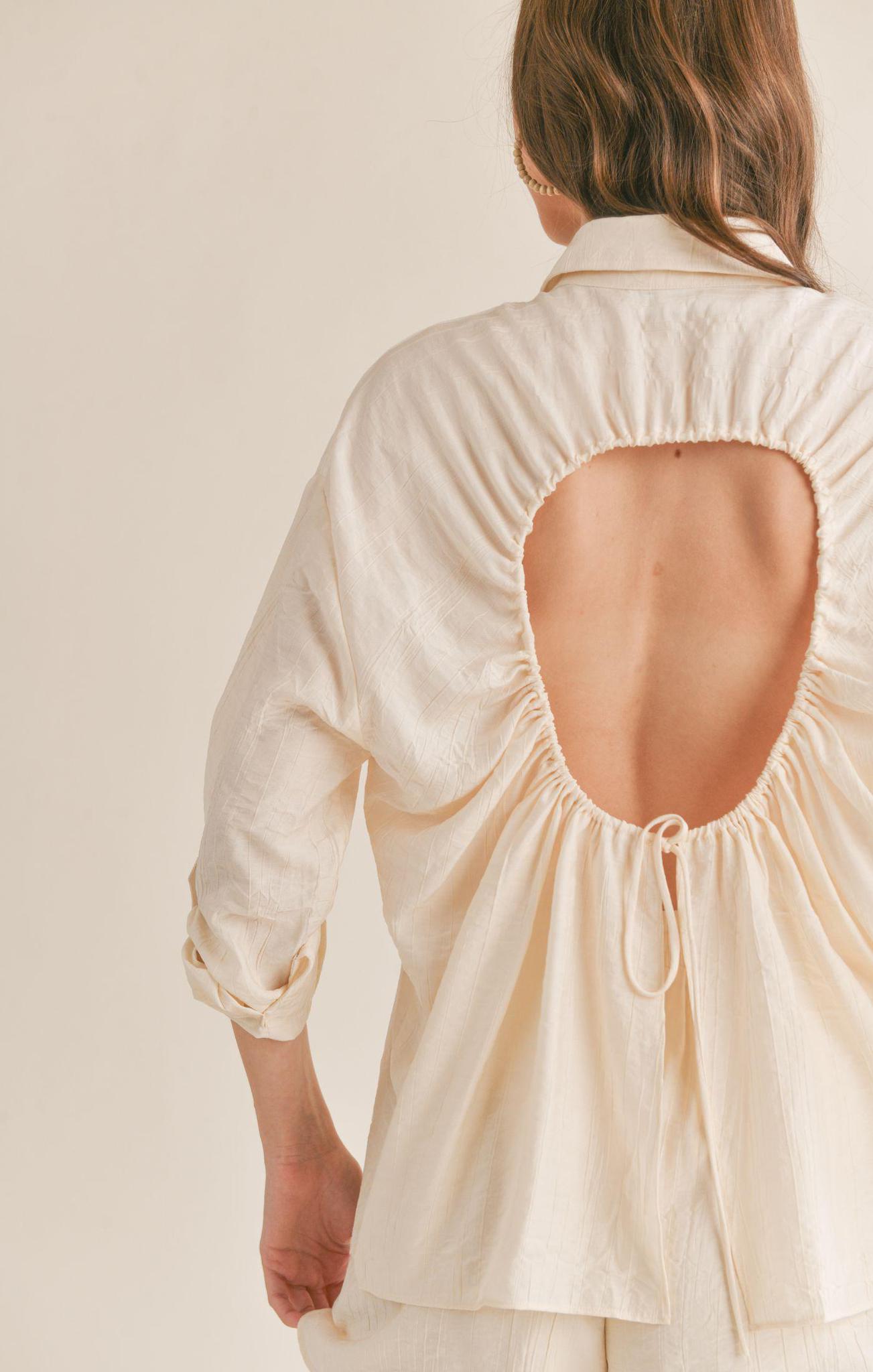 Clementine Crush Cutout Back Shirt|Ivory