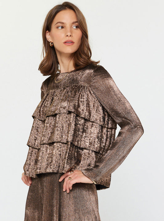 Copper Long Sleeve Shimmer Top
