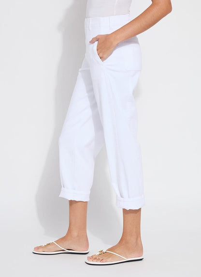 Winslet Cuffed Barrel Crop Denim In White