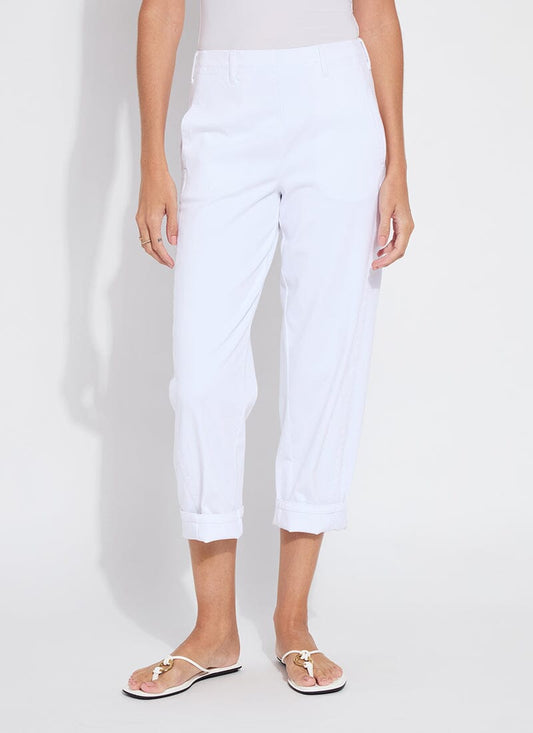 Winslet Cuffed Barrel Crop Denim In White
