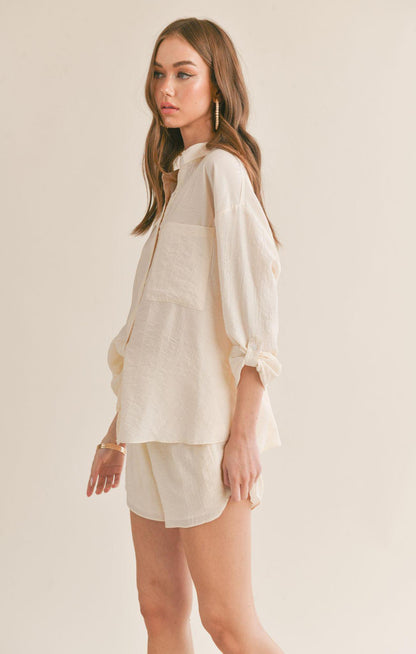 Clementine Crush Cutout Back Shirt|Ivory