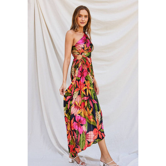 Picture Perfect Asymmetrical Pleated Maxi Dress