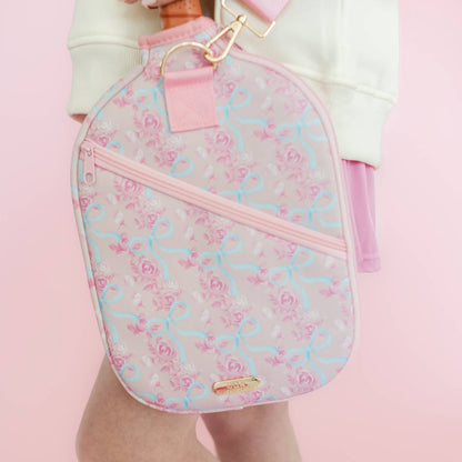 Watercolor Floral Bow Pickleball Paddle Bag