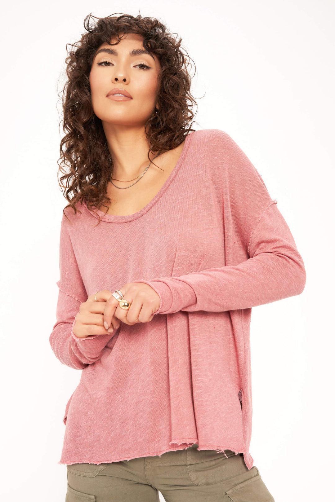 Project Social T-Mae Textured V-Neck Long Sleeve