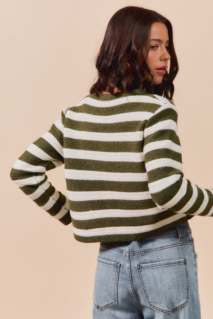 Olive/Ivory Striped Sweater