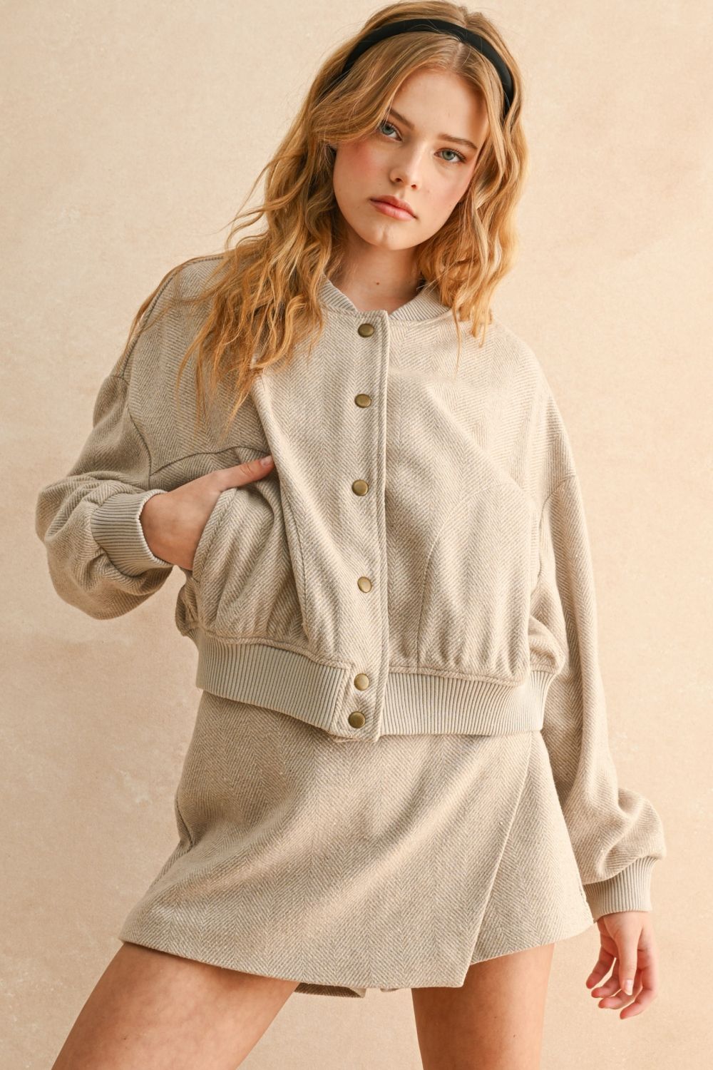 Herringbone Bomber Jacket