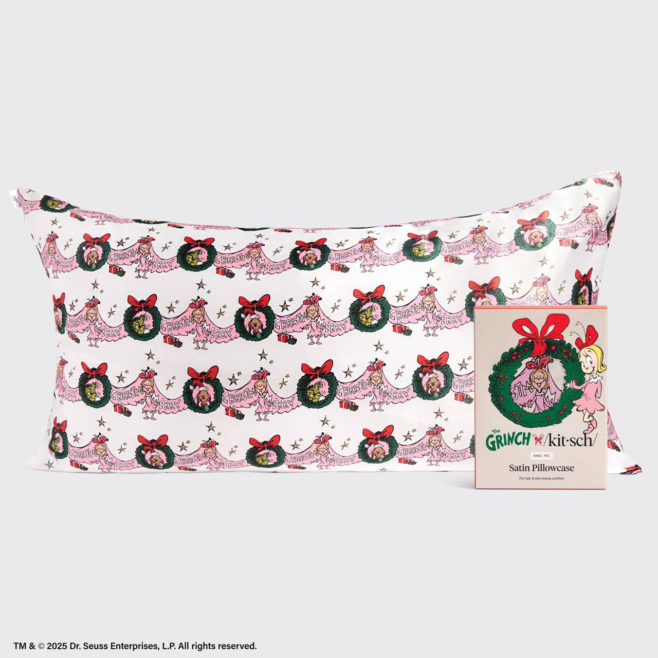 The Grinch x Kitsch Satin Pillowcase in Cindy Lou Who - King