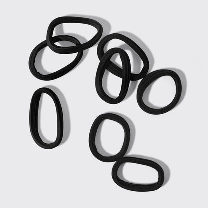 Recycled Seamless Hair Elastics 8pc Set- Black