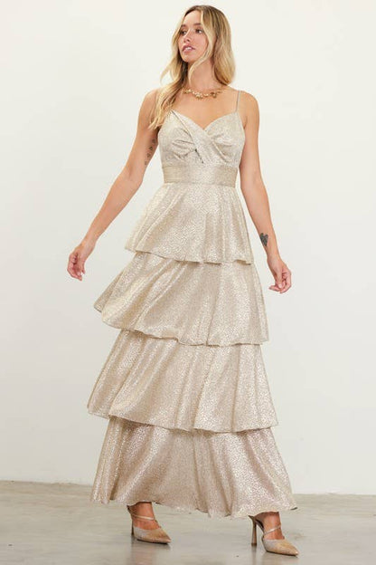 Lurex Tiered Maxi Dress
