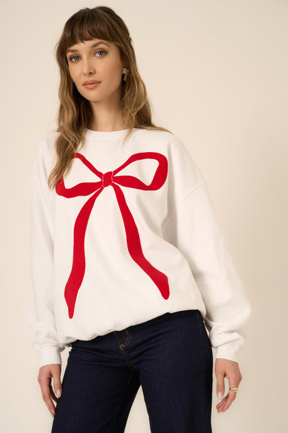 Flocked Bow Sweater