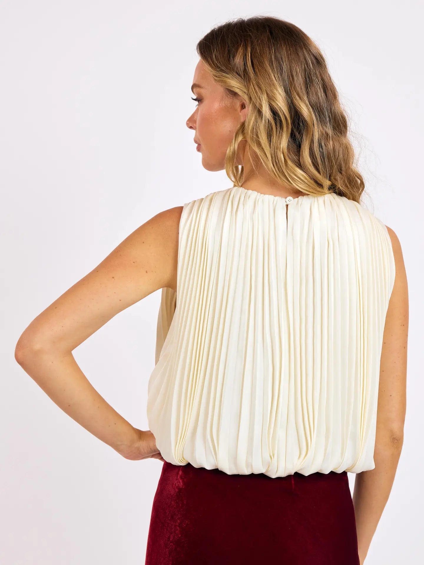 Amour Pleated Bubble Hem Top
