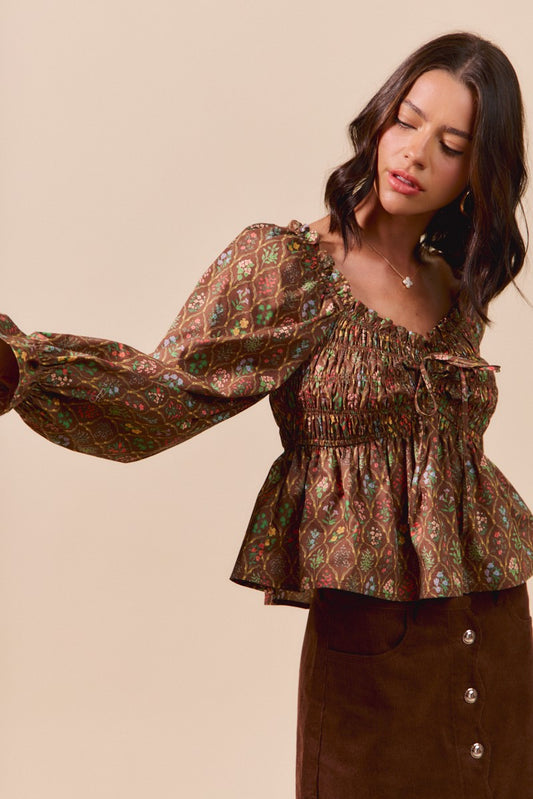 SO ME Smocked Fall Top