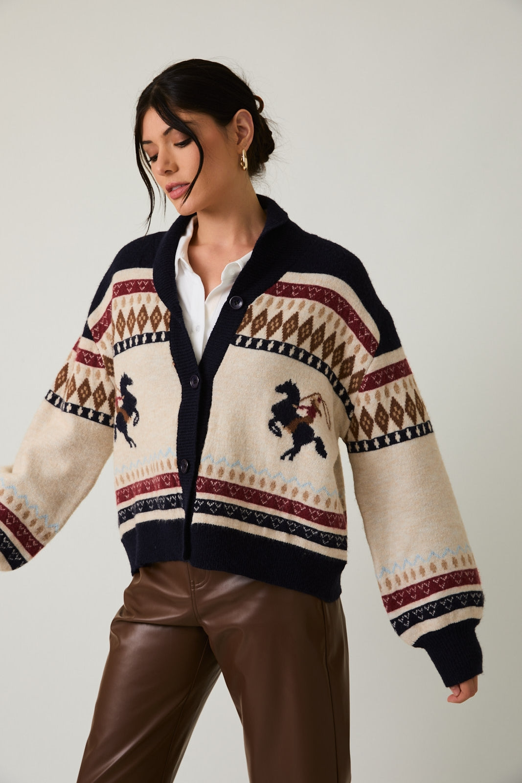 Horse Motif Sweater Cardigan
