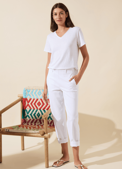 Winslet Cuffed Barrel Crop Denim In White