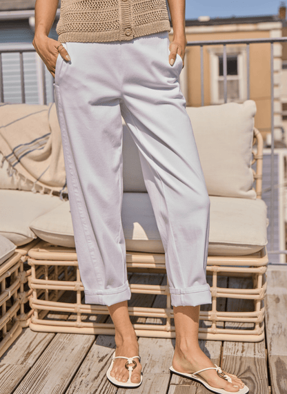 Winslet Cuffed Barrel Crop Denim In White