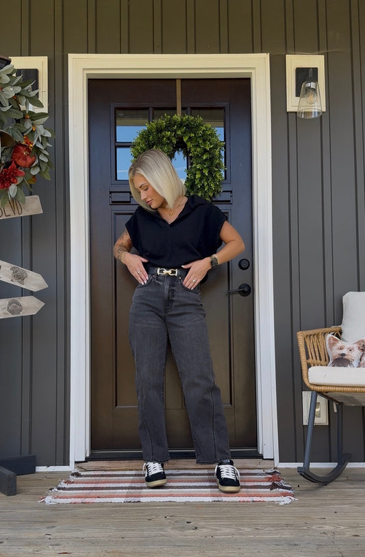 Going Places Mixed Textured Collared Pullover