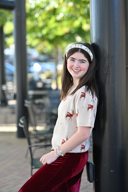 Reindeer Puff Sleeve Sweater Top