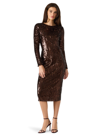 Hailee Sequin Long Sleeve Midi Dress
