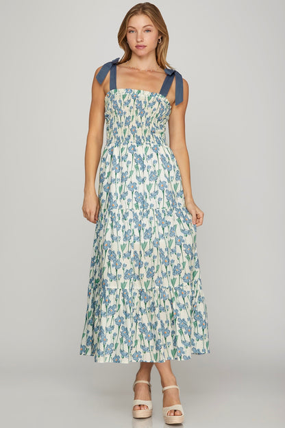 Magnolia Smocked Tie Shoulder Dress