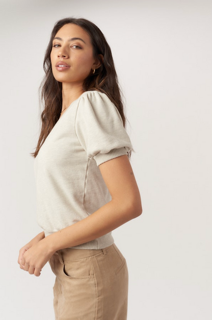 In My Feels Puff Sleeve V-Neck Pullover