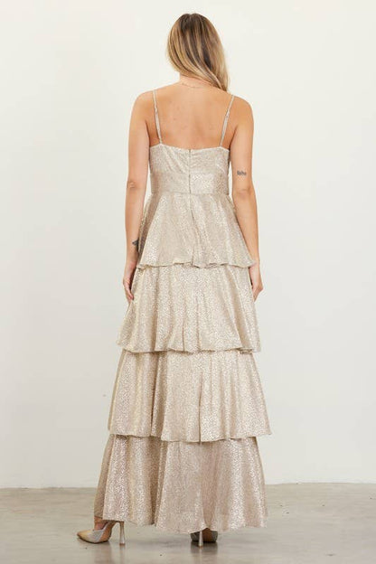 Lurex Tiered Maxi Dress