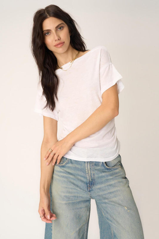 Vivi Side Ruched Tee-White