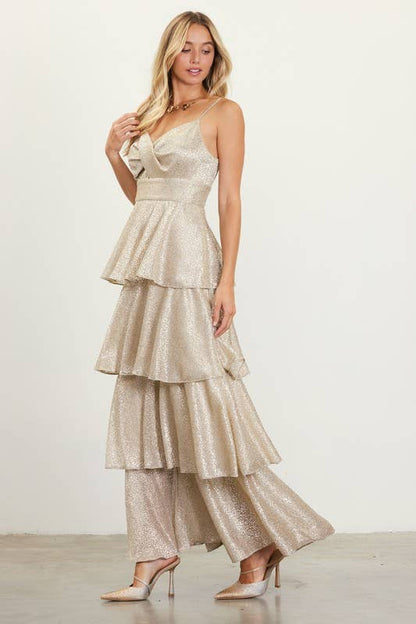 Lurex Tiered Maxi Dress
